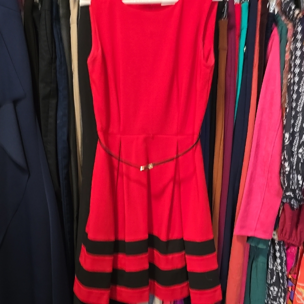 Elegant Red and Black Dress